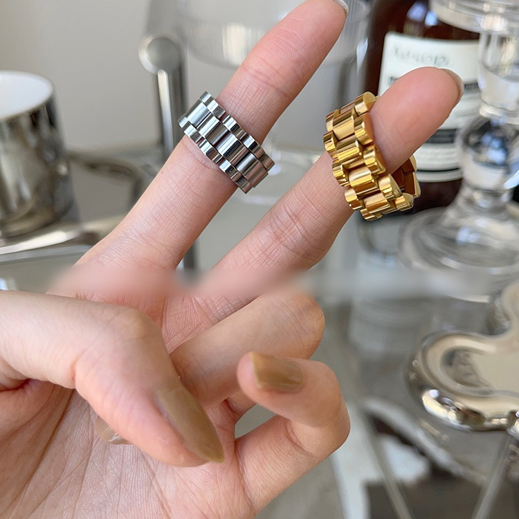シルバーアクセサリー チェーンバンド重ね着けリング カップル対応指輪