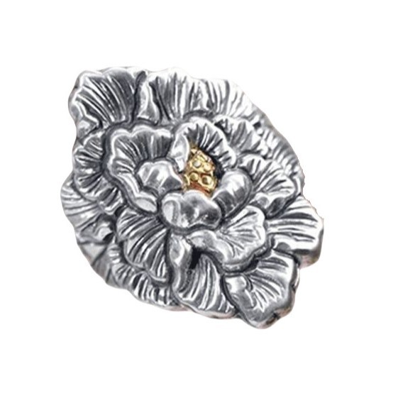 シルバーアクセサリー 牡丹の花びら重なり リング
