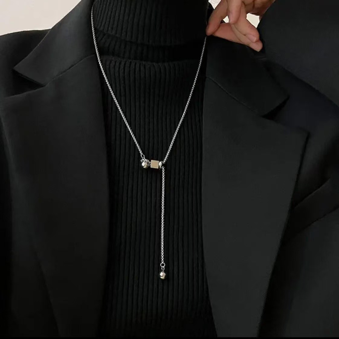 シルバーアクセサリー 真珠のしずく Yネックレス
