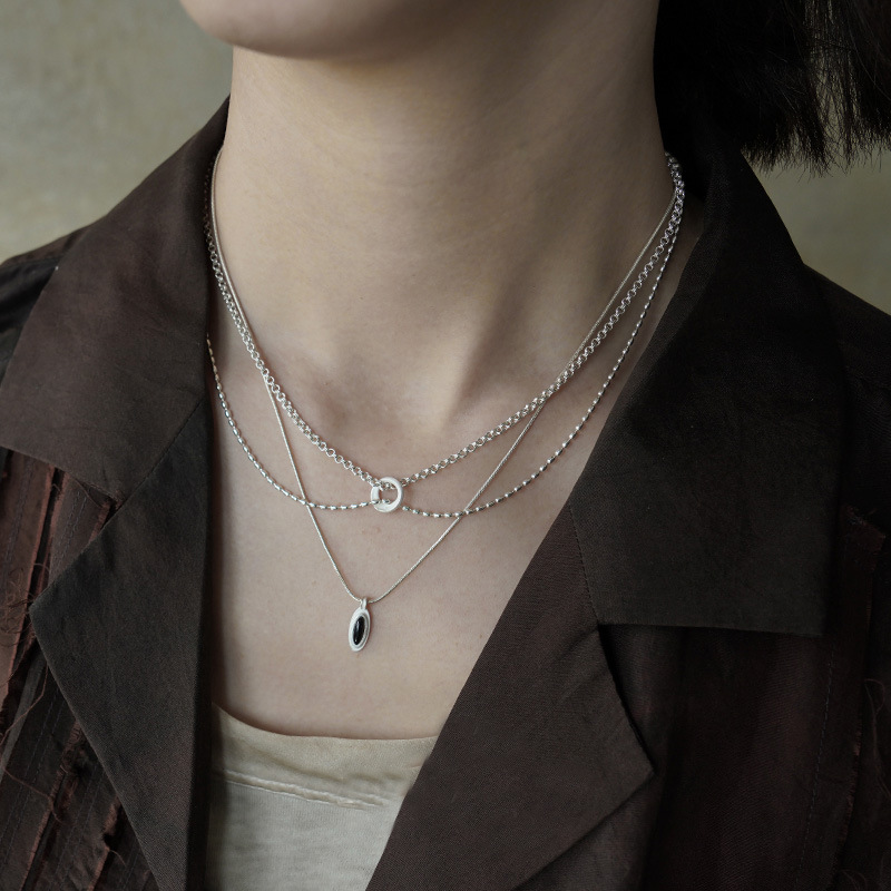 シルバーアクセサリー 二連風三日月モチーフネックレス