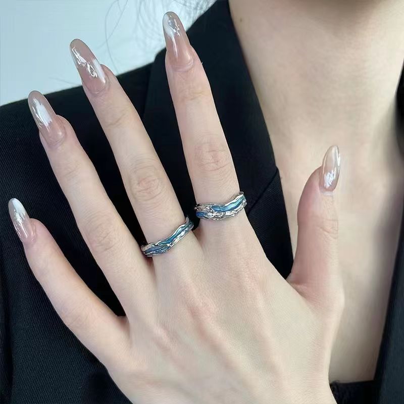 シルバーアクセサリー 波紋デザイン 二連リング