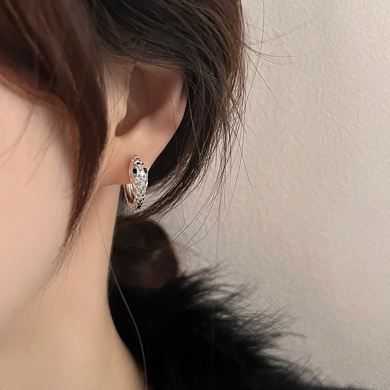 シルバーアクセサリー 蛇モチーフクロスメッシュピアス