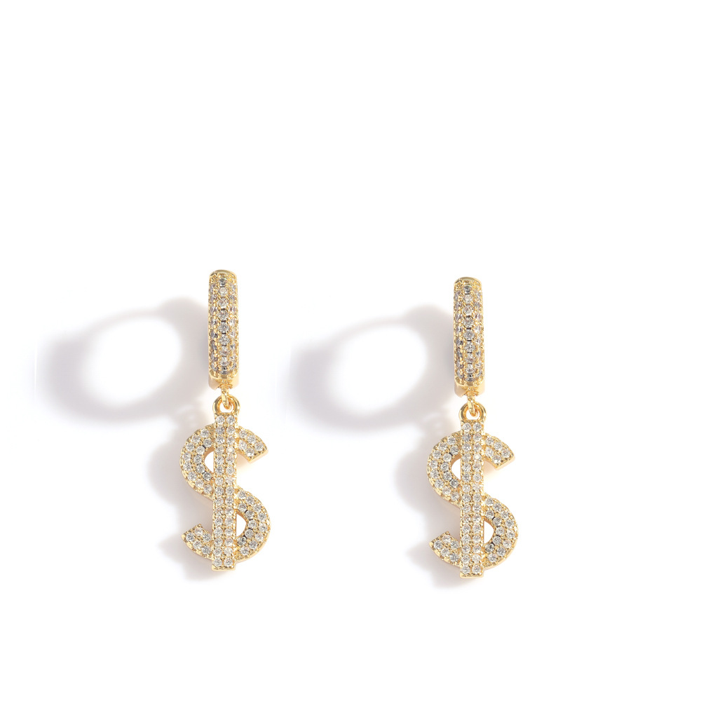シルバーアクセサリー ドル記号キュービックジルコニアピアス