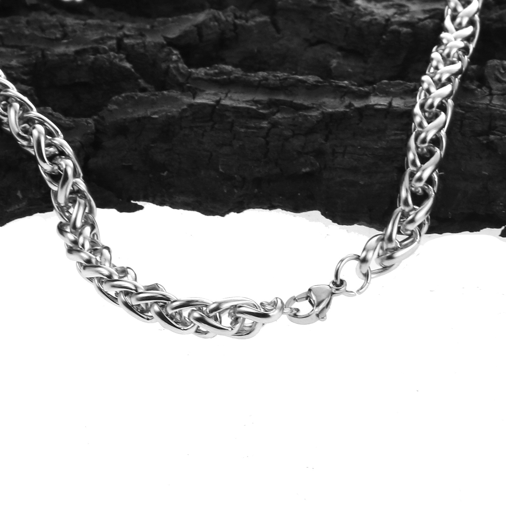 シルバーアクセサリー らせん編みチェーンネックレス