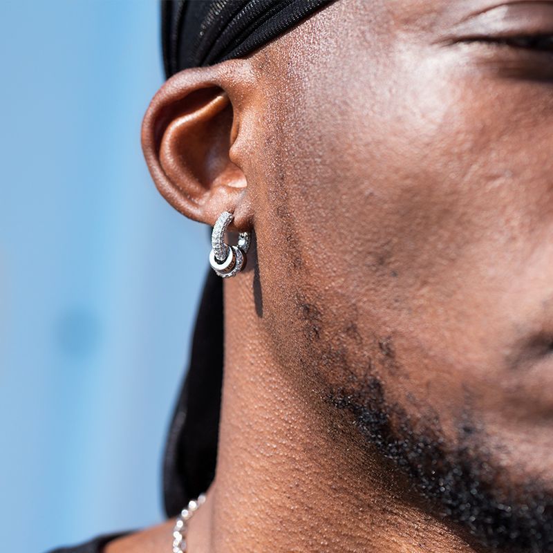 シルバーアクセサリー シンプル二重輪フープピアス