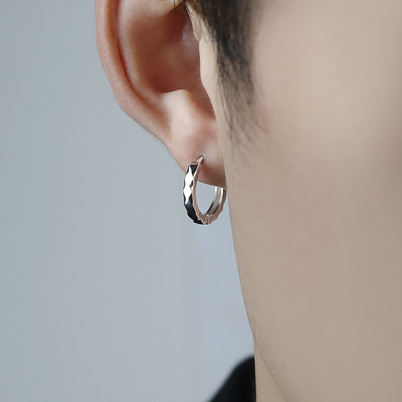 シルバーアクセサリー 幾何学フープピアス