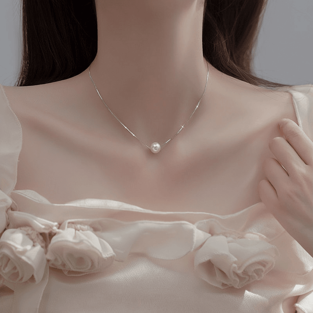 シルバーアクセサリー 一粒真珠のしずくネックレス