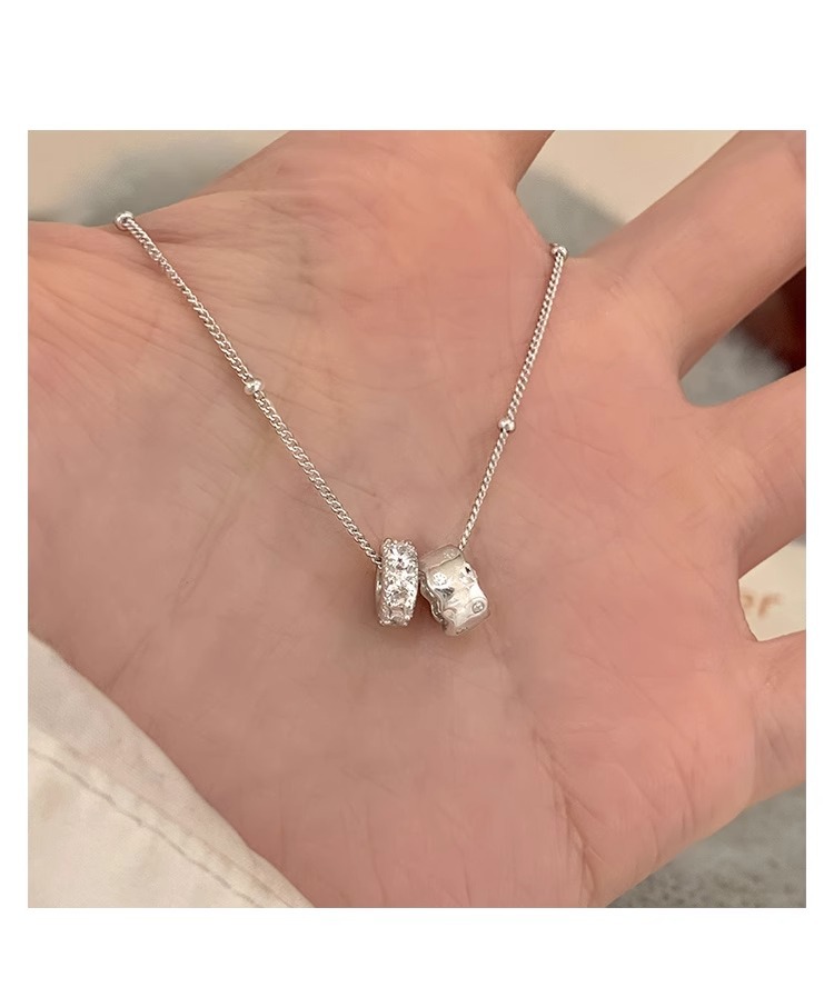 シルバーアクセサリー 二連輝石 ミニマルペンダント