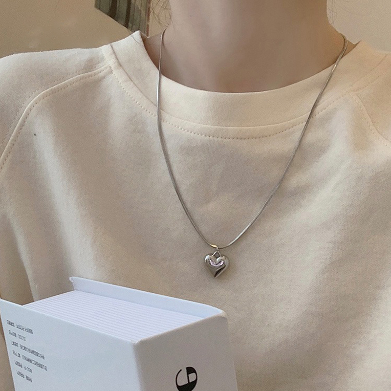 シルバーアクセサリー 二連ハートモチーフレイヤードネックレス