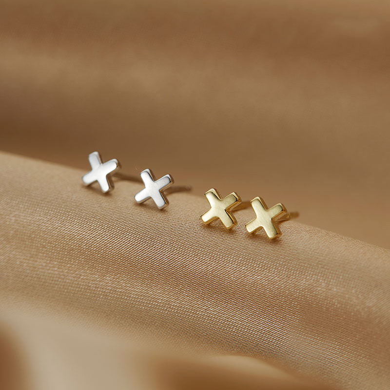 シルバーアクセサリー ミニマルクロスピアス