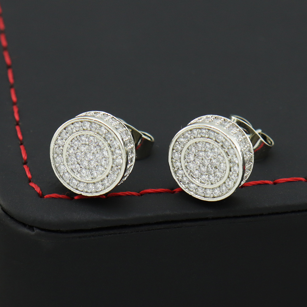 シルバーアクセサリー 円形パヴェ ダブルサークル ピアス