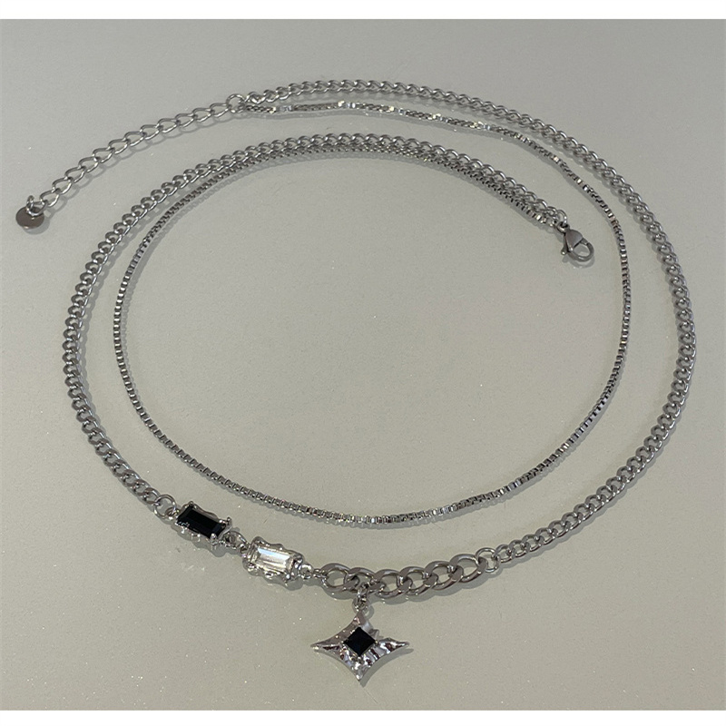 シルバーアクセサリー クロス二重チェーンデザインネックレス