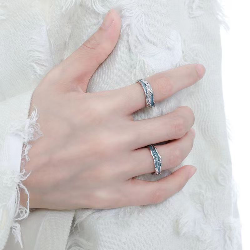 シルバーアクセサリー 波紋デザイン 二連リング