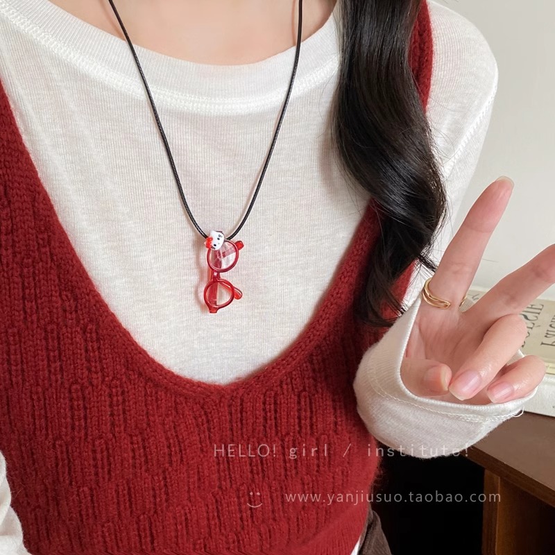 シルバーアクセサリー ミニチュア眼鏡モチーフネックレス