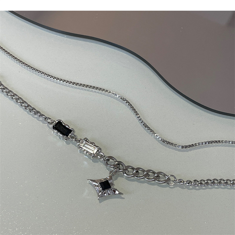 シルバーアクセサリー クロス二重チェーンデザインネックレス