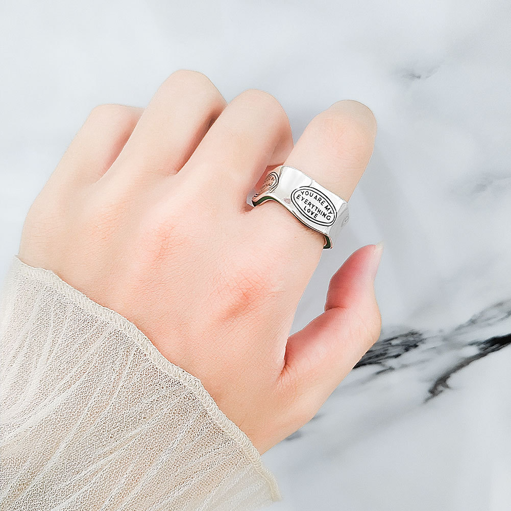 シルバーアクセサリー 愛のメッセージ 六角形オープンリング