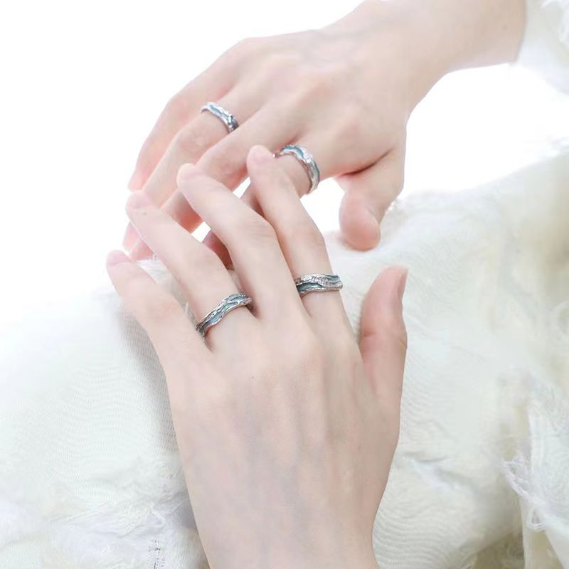 シルバーアクセサリー 波紋デザイン 二連リング