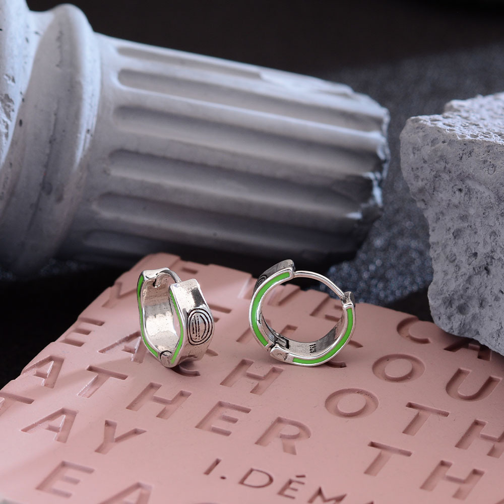 シルバーアクセサリー 印章風フープピアス