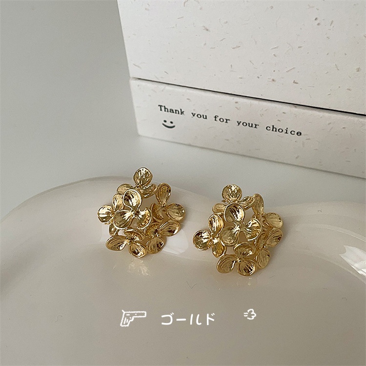 シルバーアクセサリー 花束モチーフピアス レトロ文芸風