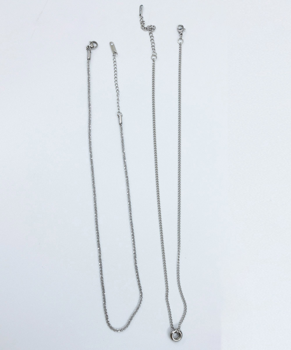 シルバーアクセサリー 輝く二重連チェーンネックレス