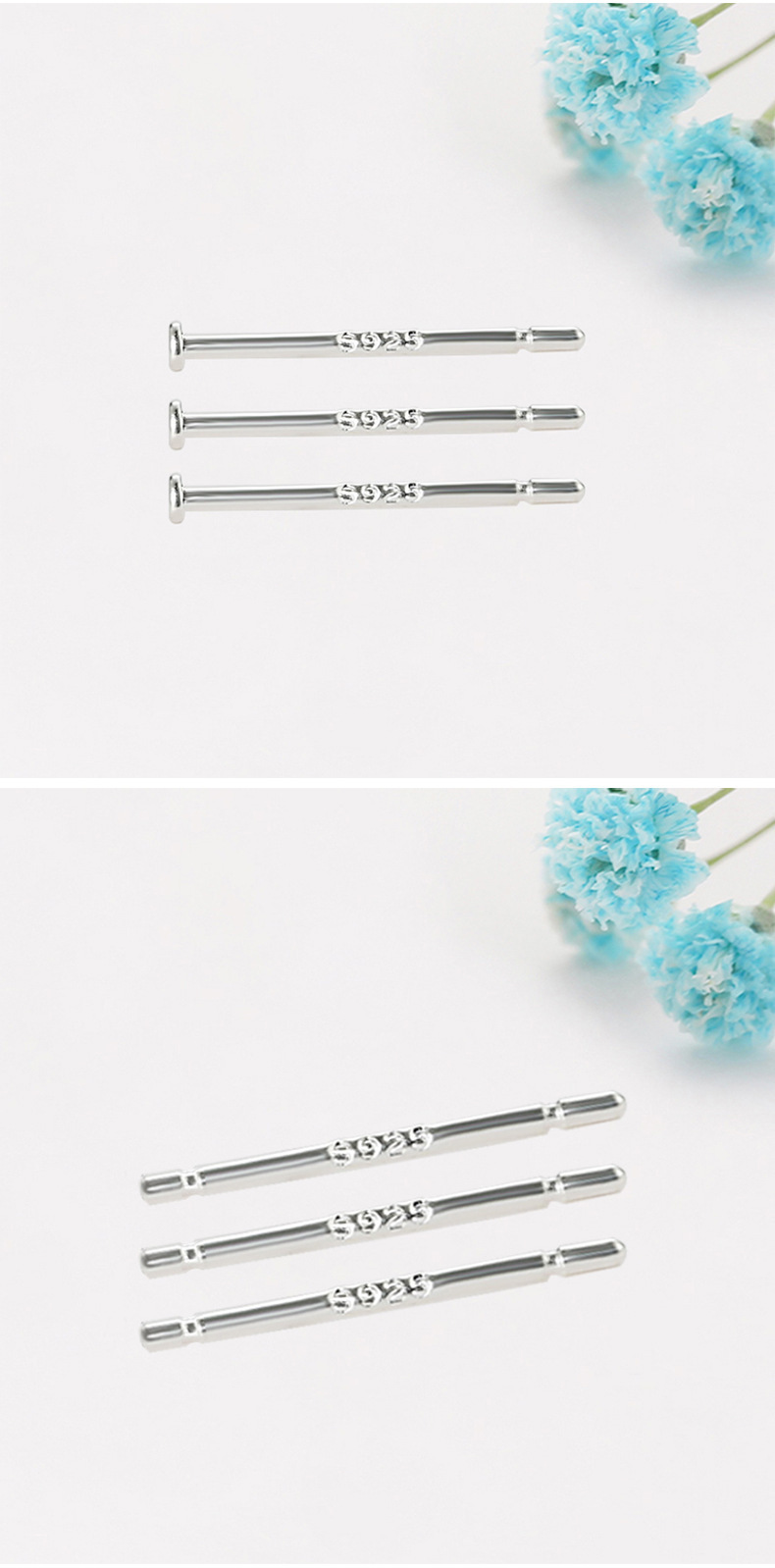 シルバーアクセサリー 細工彫り棒型シンプルピアス