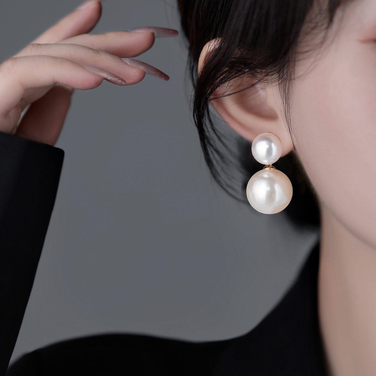 シルバーアクセサリー 二連真珠のしずくピアス