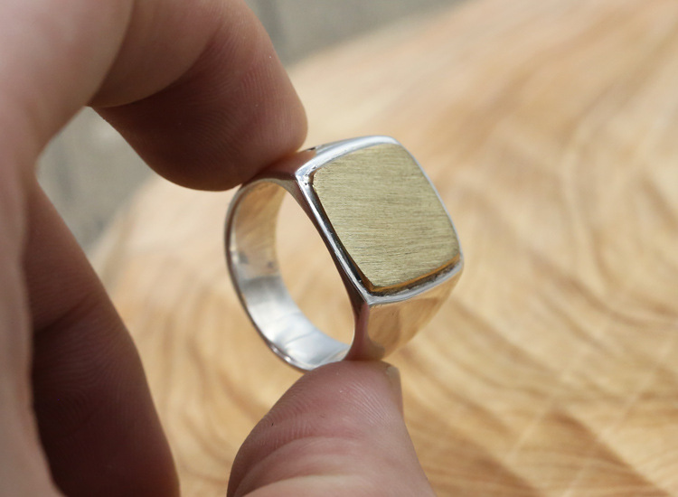 シルバーアクセサリー シンプル四角印台リング