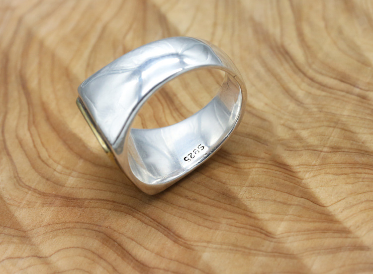 シルバーアクセサリー シンプル四角印台リング