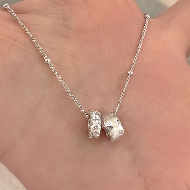 シルバーアクセサリー 二連輝石 ミニマルペンダント