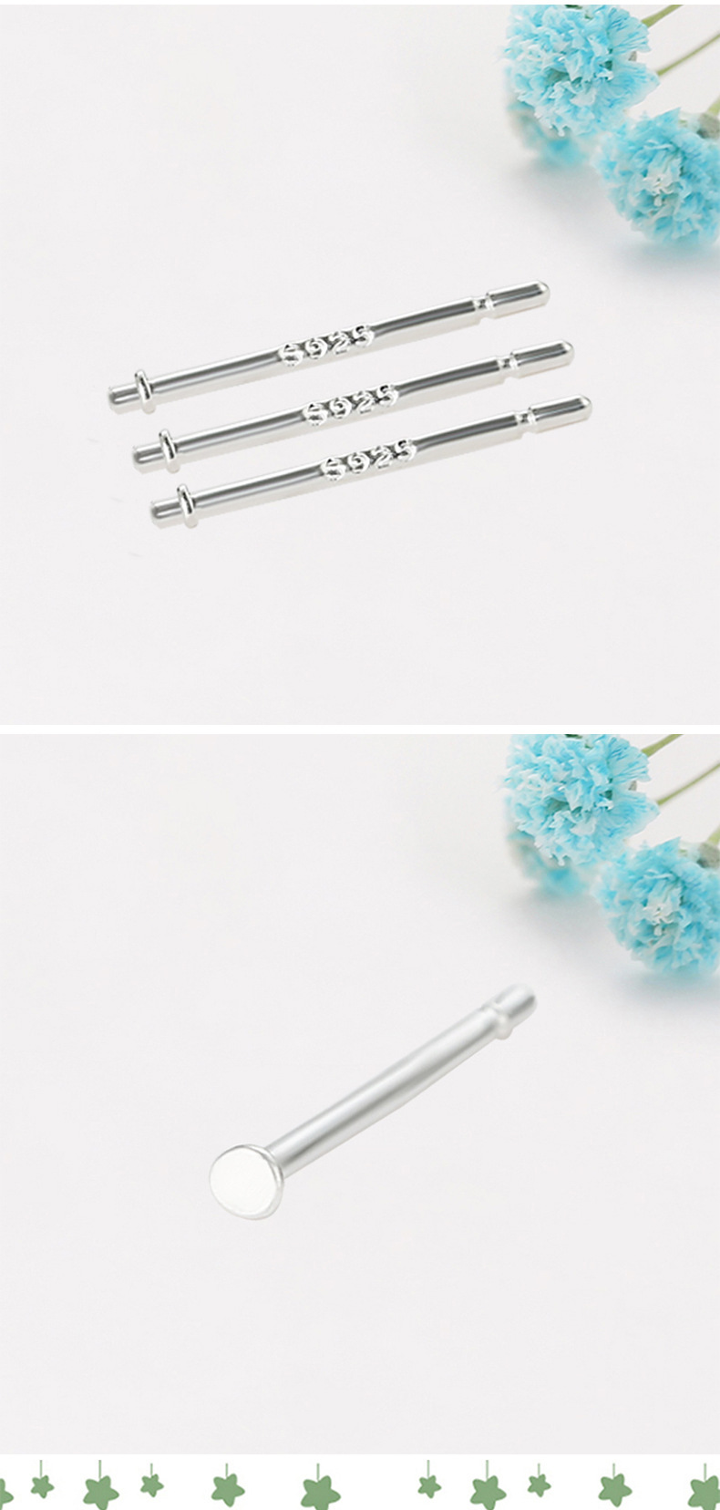 シルバーアクセサリー 細工彫り棒型シンプルピアス