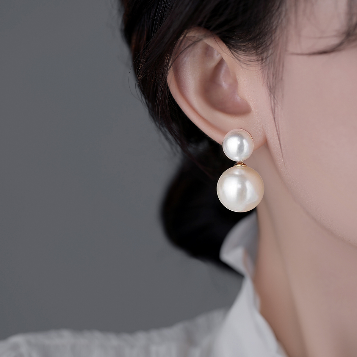 シルバーアクセサリー 二連真珠のしずくピアス