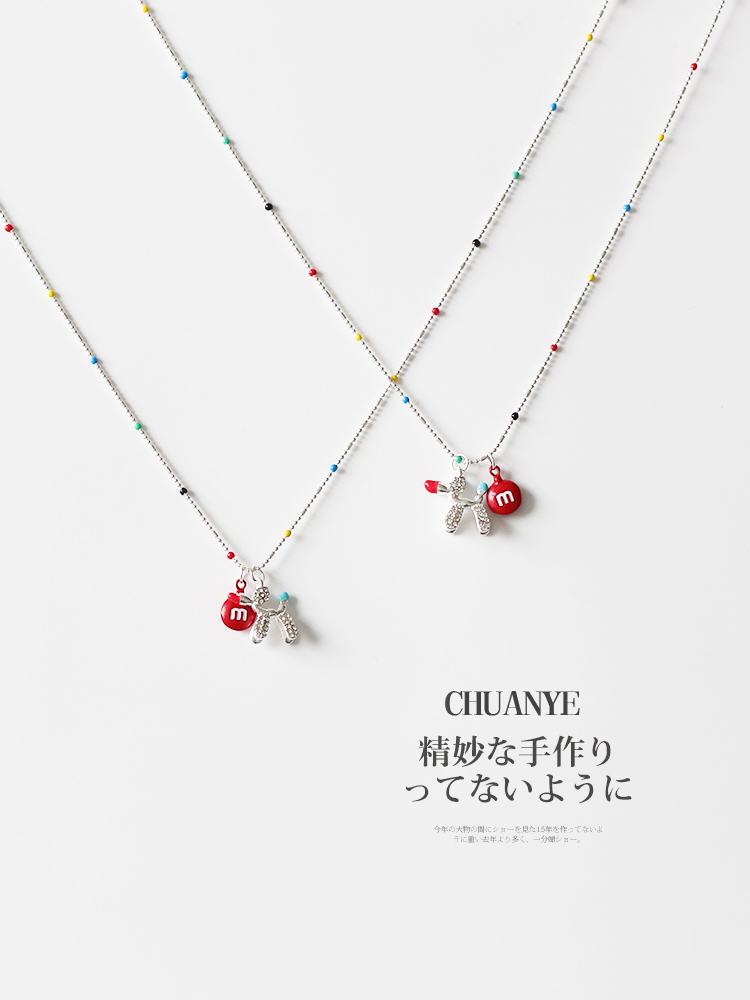 シルバーアクセサリー 彩り結び リボンチャームネックレス
