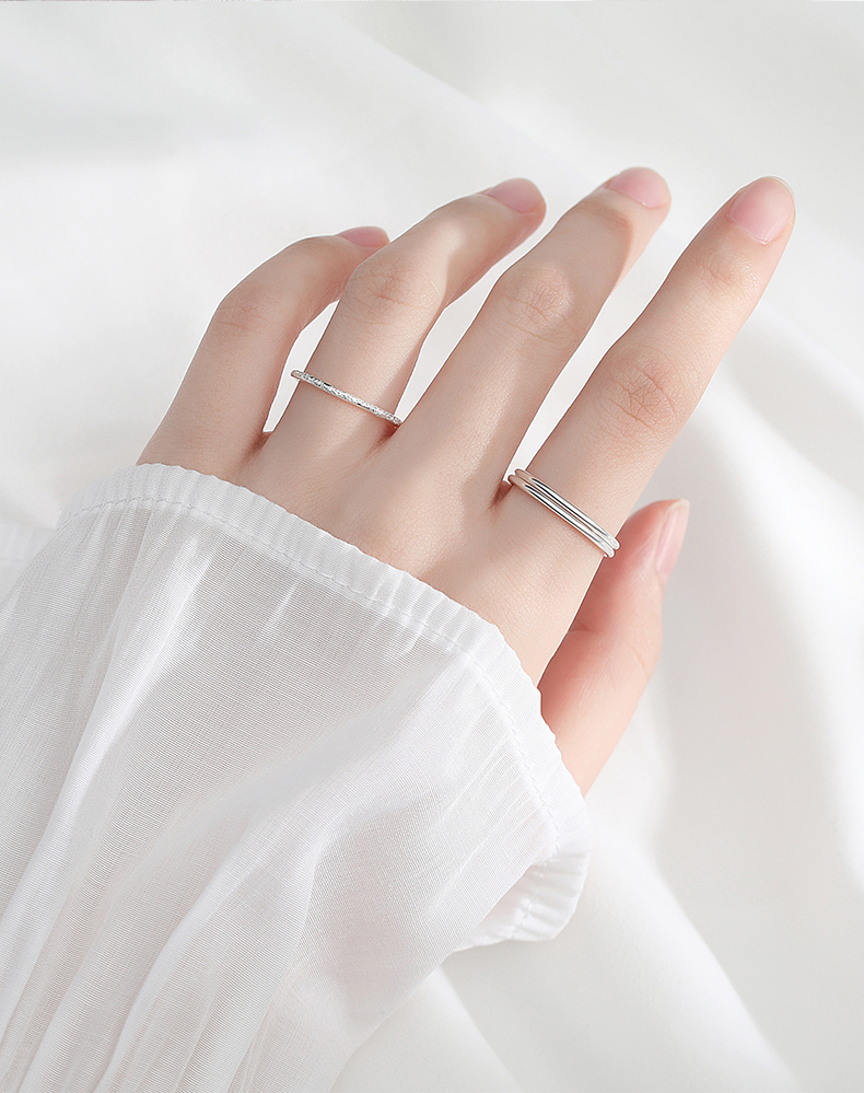 シルバーアクセサリー シンプル二連風細身リング