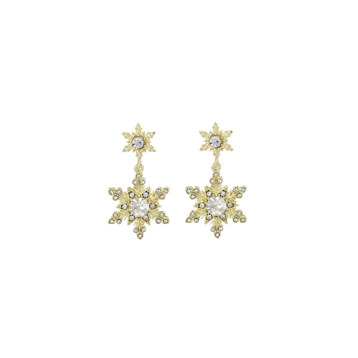 シルバーアクセサリー 雪結晶モチーフ ストーンピアス