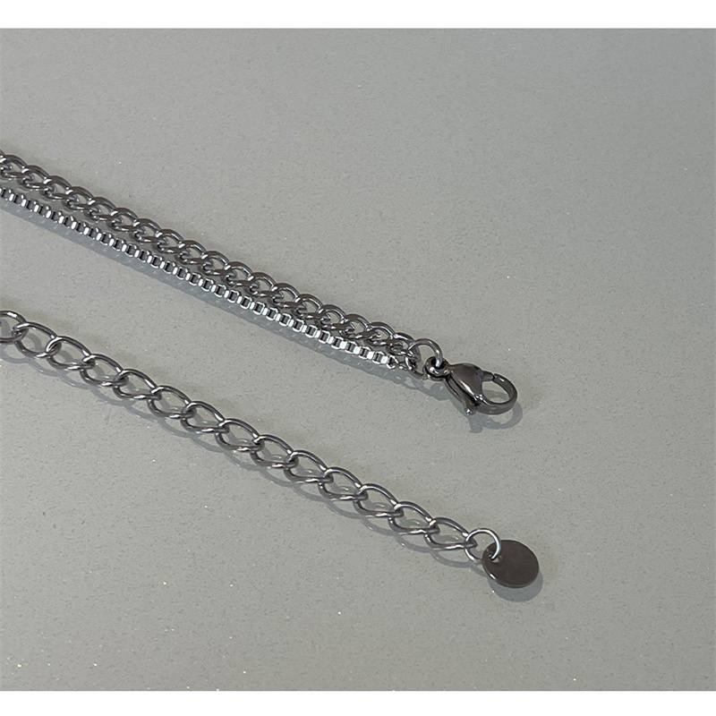 シルバーアクセサリー クロス二重チェーンデザインネックレス