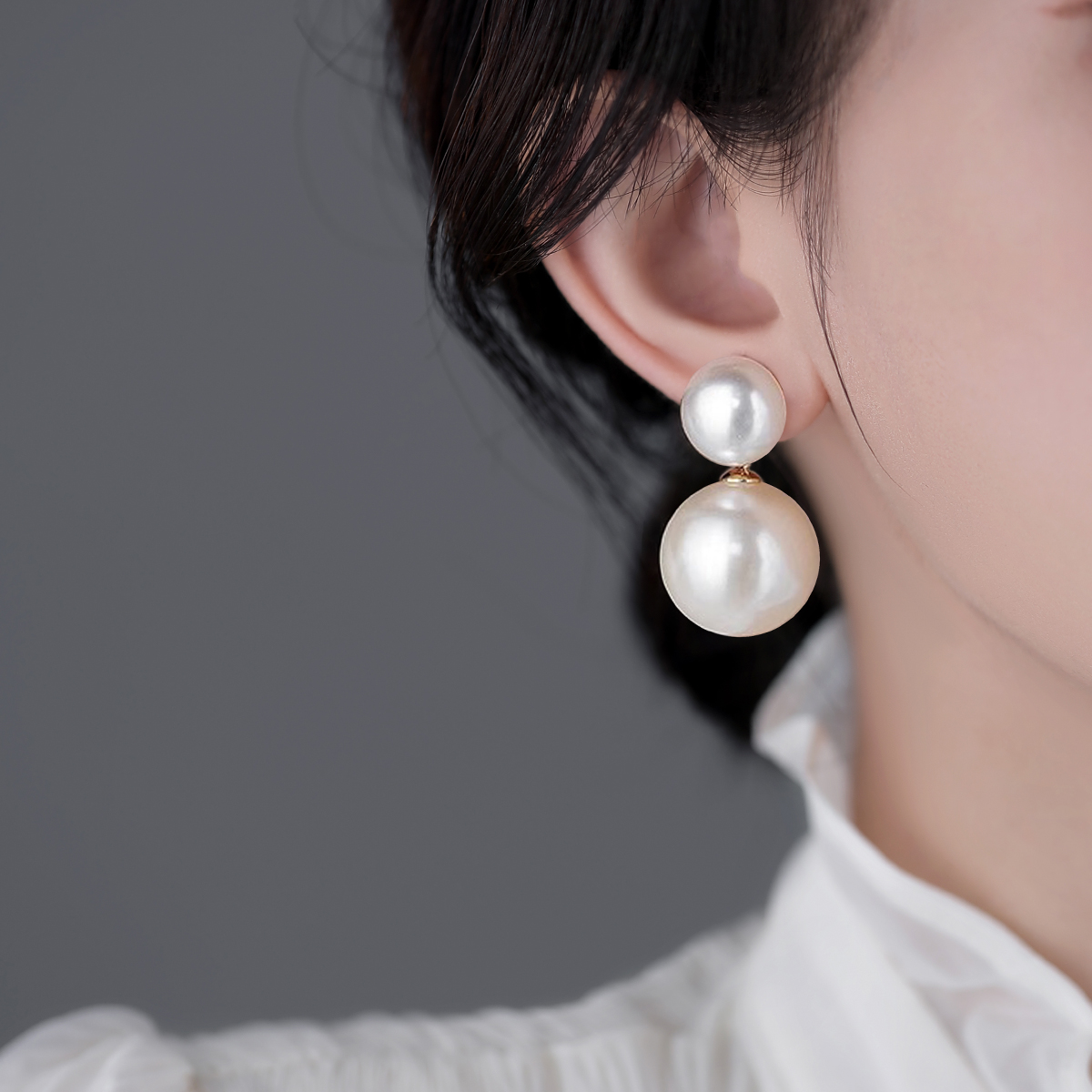 シルバーアクセサリー 二連真珠のしずくピアス