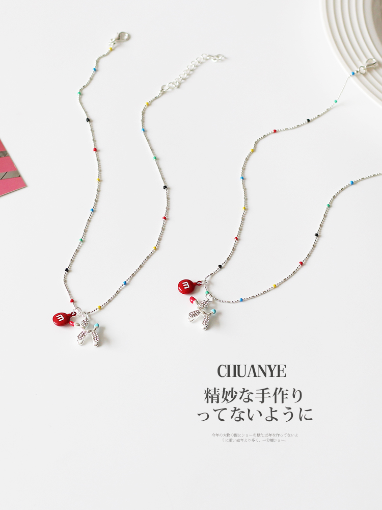 シルバーアクセサリー 彩り結び リボンチャームネックレス