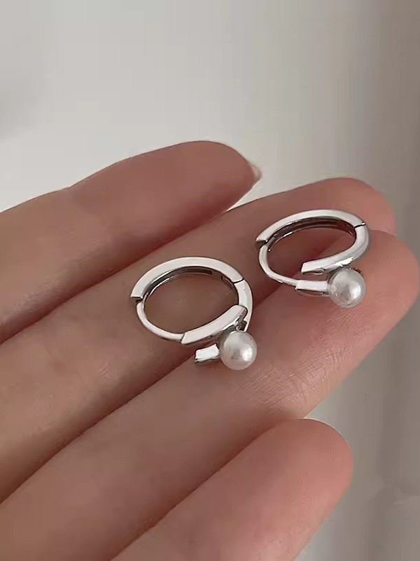 シルバーアクセサリー 真珠の雫 輪っかイヤリング