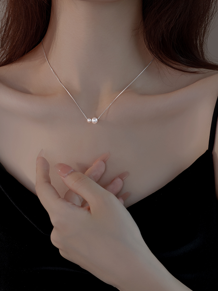 シルバーアクセサリー 二粒の輝き 華奏ネックレス