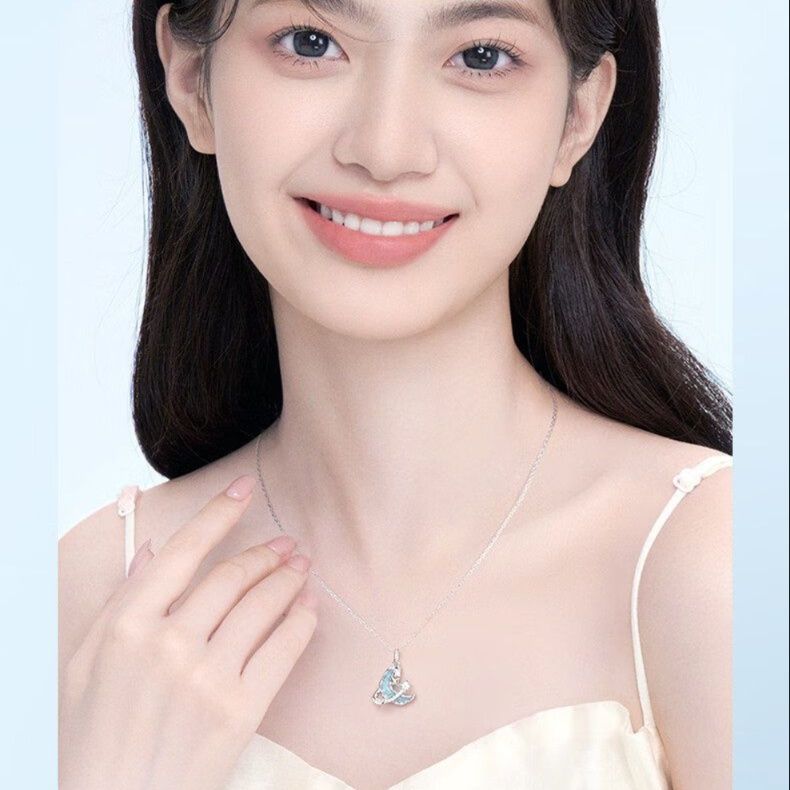 シルバー ネックレス 夢見る月と星のペンダント