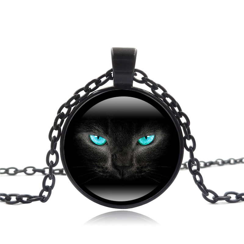 シルバー ネックレス 神秘の黒猫 瞳ペンダント