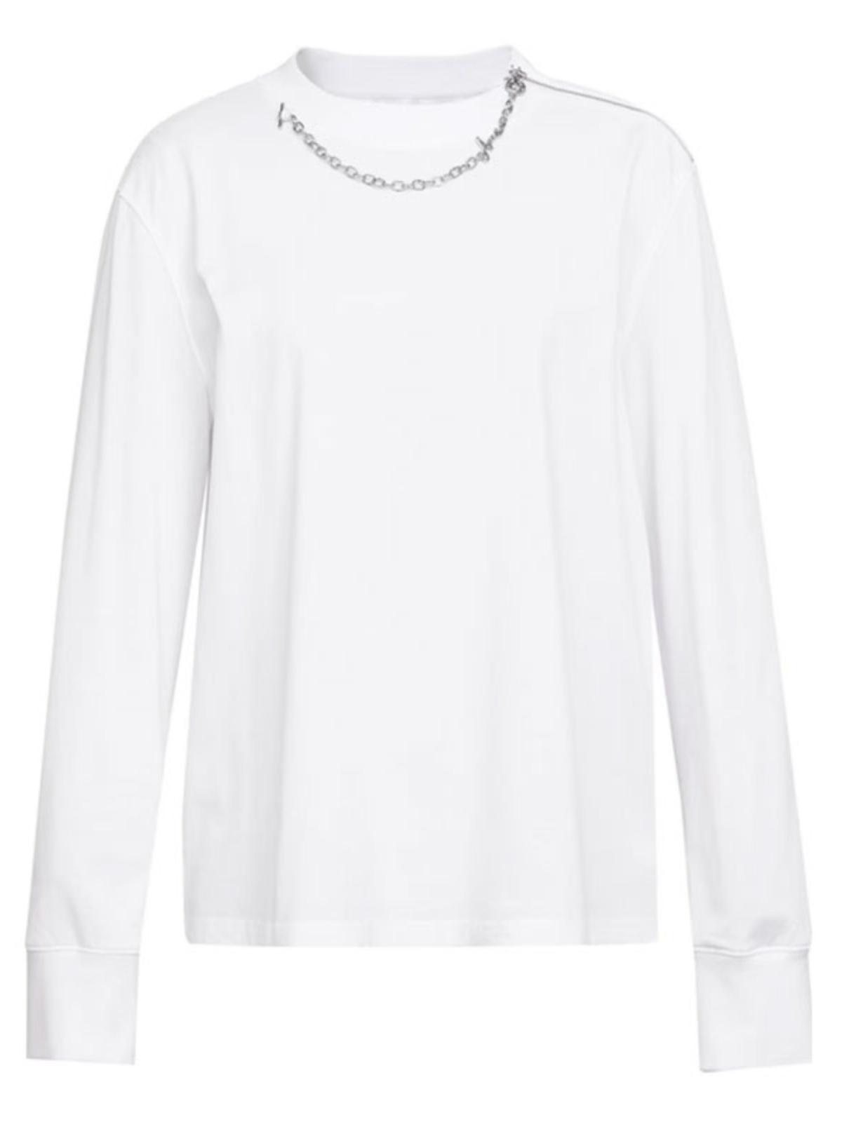 無地 Tシャツ チェーンネックレス付き長袖無地シャツ