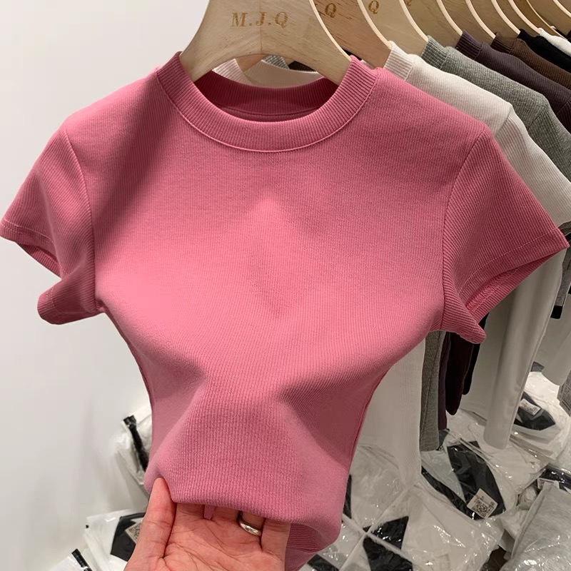 無地 Tシャツ リブ編み 上質ベーシック