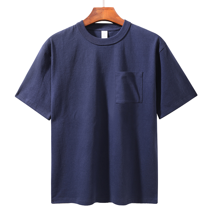 無地 シャツ 上質素材 胸ポケット付きカジュアルTシャツ