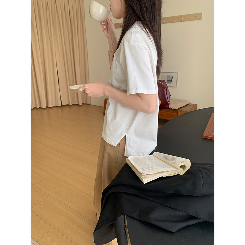 無地 シャツ シンプル リラックス ゆったり半袖シャツ