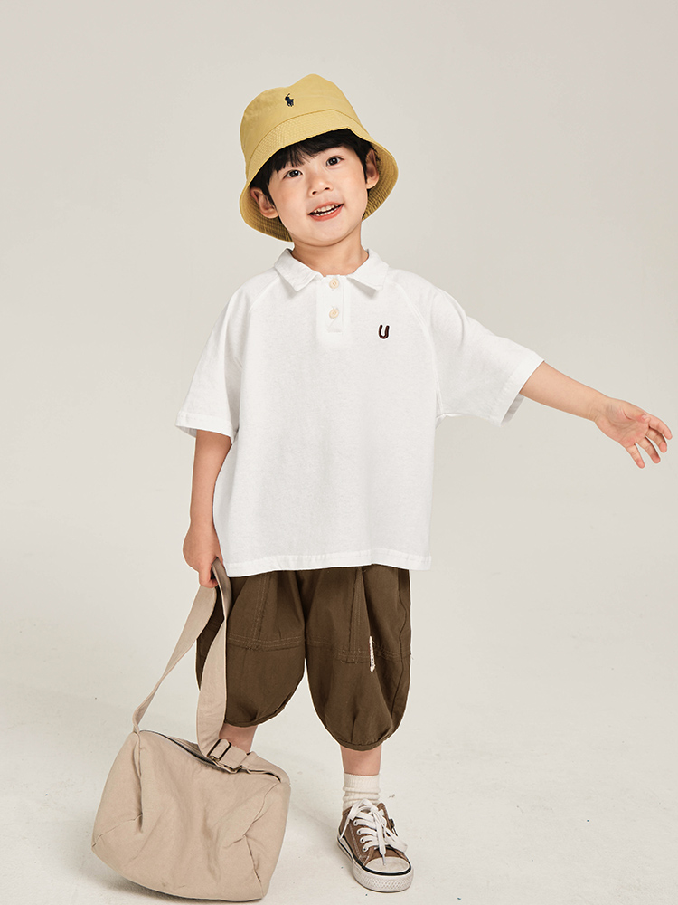 無地 Tシャツ 子供用シンプル襟付きポロシャツ