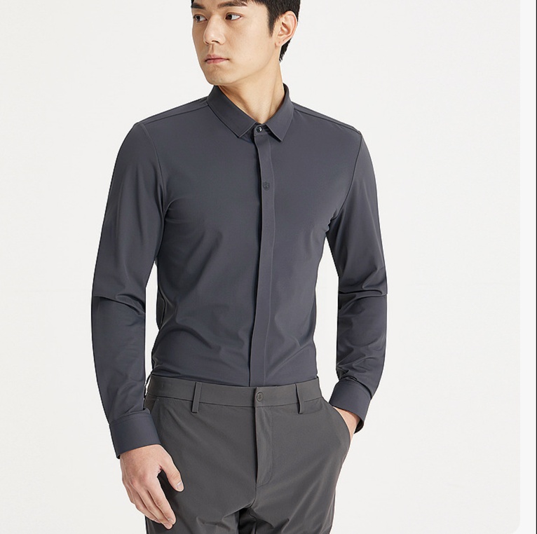 無地 シャツ ストレッチ素材 スリムフィット ドレスシャツ