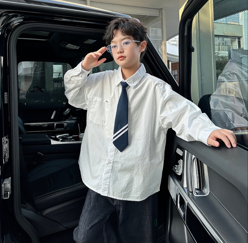 無地シャツ キッズ フォーマル風学園スタイルゆったりシャツ