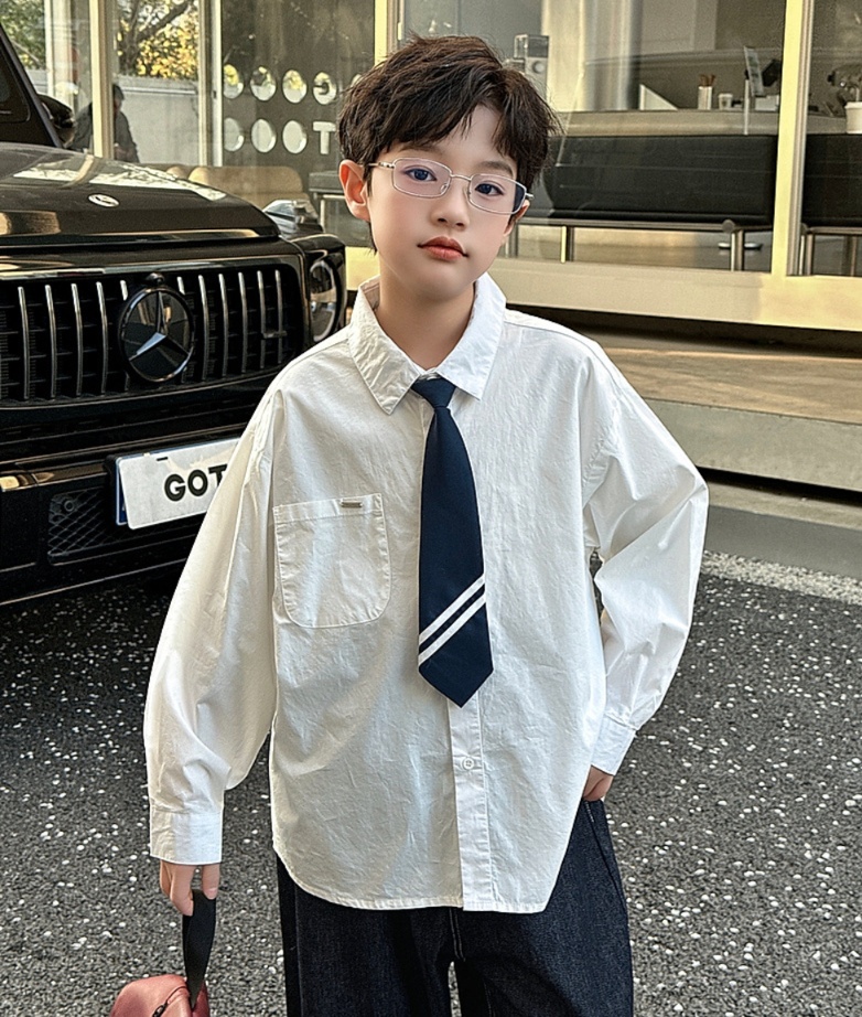 無地シャツ キッズ フォーマル風学園スタイルゆったりシャツ