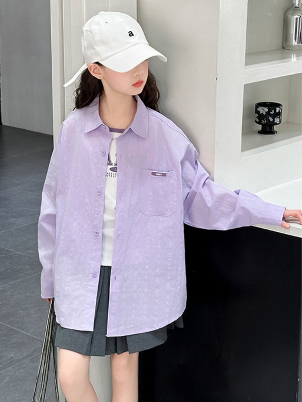 無地シャツ キッズ 子供用カジュアル長袖シャツ